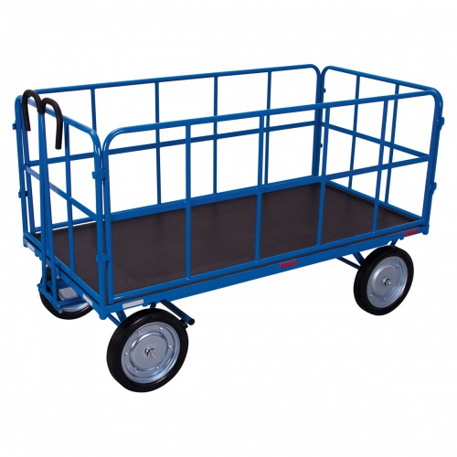 VARIOfit Handpritschenwagen mit 4 Rohrgitterwänden und Vollgummibereifung, bis 1250kg Traglast 1140x800mm