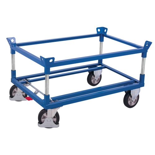 VARIOfit Palettenfahrgestell Elastikvollgummibereifung für Gitterboxen/Europaletten mit 2 Winkelrahmen 1010x810mm