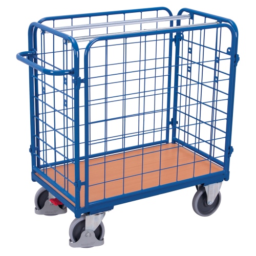 VARIOfit Paket-Vierwandwagen, niedrig, vergittert Ladefläche bis 1200x800mm