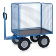 Fetra Handpritschenwagen mit Zugöse, hohen Drahtgitterwänden und Polyurethanbereifung, 1135x795mm Ladefläche 750kg Tragkraft-small