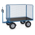 Fetra Handpritschenwagen mit Zugöse, hohen Drahtgitterwänden und Polyurethanbereifung, 1535x895mm Ladefläche 750kg Tragkraft-small