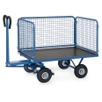 Fetra Handpritschenwagen mit Drahtgitterwänden und Polyurethanbereifung, 1135x795mm Ladefläche 450kg Tragkraft-small