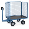 Fetra Handpritschenwagen mit hohen Drahtgitterwänden und Polyurethanbereifung, 1135x795mm Ladefläche 450kg Tragkraft-small