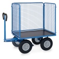 Fetra Handpritschenwagen mit hohen Drahtgitterwänden und Polyurethanbereifung, 1135x795mm Ladefläche 750kg Tragkraft-small