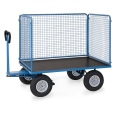 Fetra Handpritschenwagen mit hohen Drahtgitterwänden und Polyurethanbereifung, 1535x895mm Ladefläche 750kg Tragkraft-small