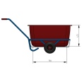Fetra Handwagen mit roter Kunststoffmulde und Polyurethanbereifung 750x425mm-small