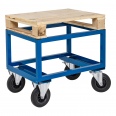 Kongamek Palettenwagen in blau 650mm hoch mit Bremse für Halbpaletten 800x600mm-small