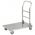 Kongamek Edelstahl- Plattformwagen rostfrei 800x500x940mm Gummibereifung mit Bremse-small