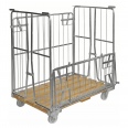 Kongamek Rollcontainer verzinkt 1200x800x1420mm mit Holzboden, 4 Gitterwänden und 1 Tür in der Hälfte zu öffnen ohne Bremse-small