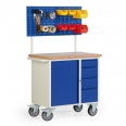 Protaurus Werkbankwagen Serie 300 mit Schrankfach, 4 Schubladen und Lochplatte, 710mm hoch Protaurus Werkbankwagen Serie 300 mit Schrankfach, 4 Schubladen und Lochplatte, 710mm hoch-small