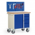 Protaurus Werkbankwagen Serie 300 mit Schrankfach, 4 Schubladen und Lochplatte Protaurus Werkbankwagen Serie 300 mit Schrankfach, 4 Schubladen und Lochplatte-small