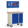 Protaurus Werkbankwagen Serie 300 mit Schrankfach, 4 Schubladen und Schlitzplatte 710mm hoch Protaurus Werkbankwagen Serie 300 mit Schrankfach, 4 Schubladen und Schlitzplatte 710mm hoch-small