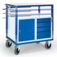 Rollcart Höhenverstellbarer Tischwagen mit Stahl- und Schubladenschrank-small