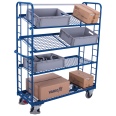 VARIOfit Etagenwagen mit vergitterten Seiten, Rohrschiebegriff und 3 neigbaren Drahtgitterböden-small