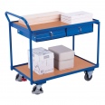 VARIOfit Tischwagen mit gebogenem Schiebegriff, 2 Schubladen und 2 Ladeflächen 985x595mm-small