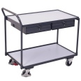 VARIOfit ESD Tischwagen mit gebogenen Schiebegriff, 2 Schubladen und 2 Ladeflächen 985x595mm-small