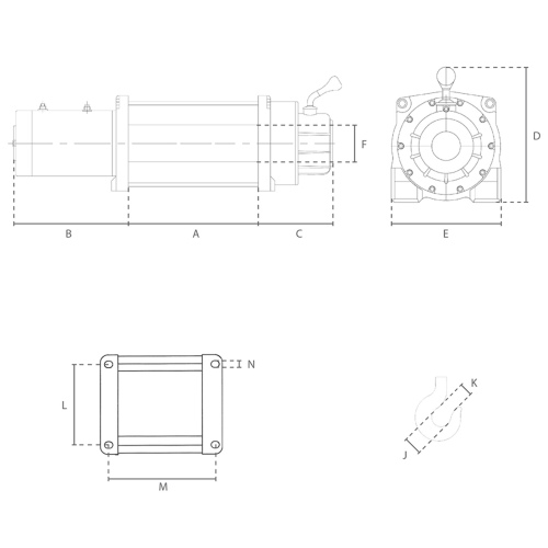 DELTA Elektrische Drahtseilzugwinde Typ DDC 12/24V Tragkraft 4,08-6,81t