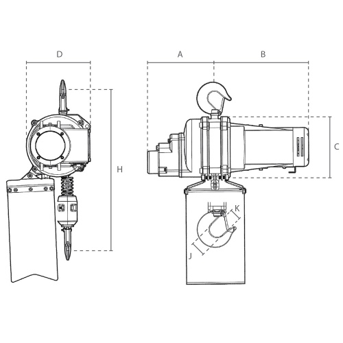 Delta Elektrischer Kettenzug Typ US 230V 5m/min 500kg 3m Hubhöhe