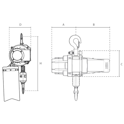 Delta Elektrischer Kettenzug Typ US 230V 4m/min 1,0t 3m Hubhöhe