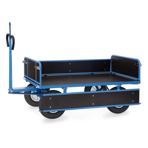 Fetra Handpritschenwagen mit Zugöse, Bordwänden und Polyurethanbereifung, 1540x840mm Ladefläche 750kg Tragkraft