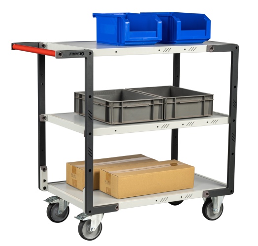 FIMM Tischwagen mit umklappbaren Bügel 3 Etagen Ladefläche 850x495mm Tragkraft 250kg