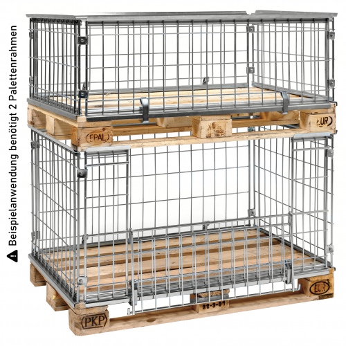 Kongamek Palettencontainer verzinkt 870mm hoch seitlich halbzu öffnen passend zu Europaletten 1200x800mm