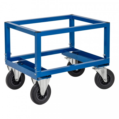 Kongamek Palettenwagen in blau 654mm hoch, höhenverstellbar ohne Bremse für Halbpaletten 800x600mm