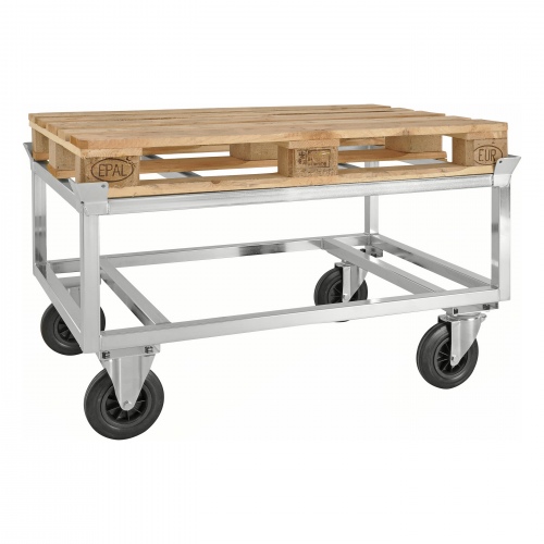 Kongamek Palettenwagen verzinkt und verschweißt 700mm hoch mit Bremse für Paletten 1200x800mm