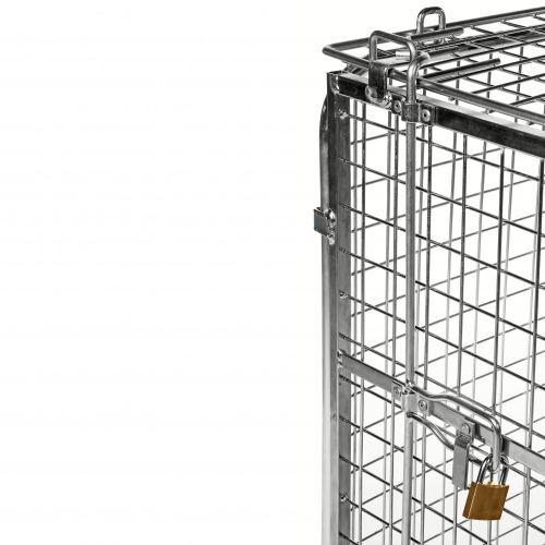 Kongamek Sicherheitscontainer 720x830x1000mm verzinkt mit Gitterboden, 4 Gitterwänden und Tür ohne Bremse