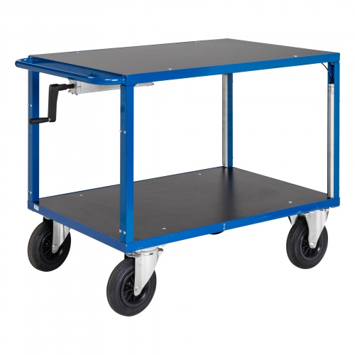Kongamek höhenverstellbarer Tischwagen mit Kurbel 845-1100mm und Gummibereifung