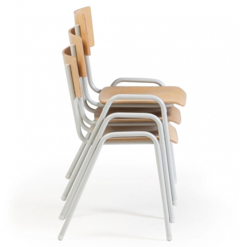Protaurus Tisch- Stuhl- Kombination ECO aus beschichtetem Stahl/Kunststoff mit Sperrholz in lichtgrau