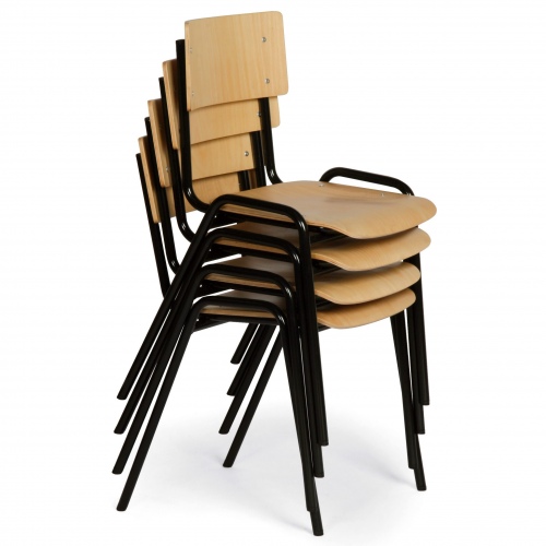 Protaurus Tisch- Stuhl- Kombination aus schwarz lackiertem Stahlrohr mit Buchendekor/-sperrholz