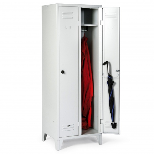 Protaurus Kleiderschrank "Classico" auf Füßen 1800mm hoch 2 Abteile je 300mm mit Sicherheitsriegeln
