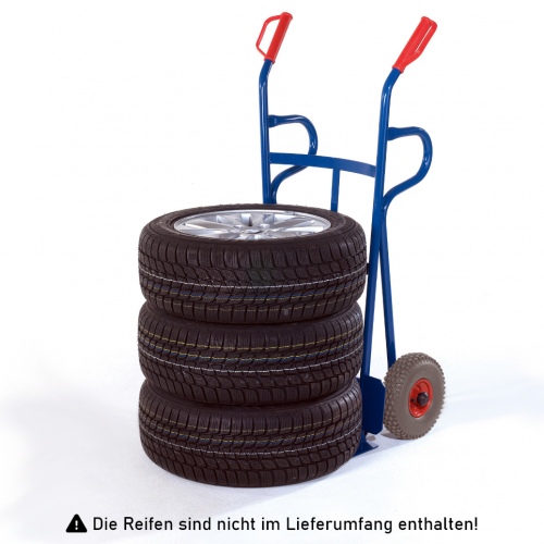 Rollcart Reifenkarre mit Rückwand aus Flacheisen Schaufelbreite 500mm Luftbereifung