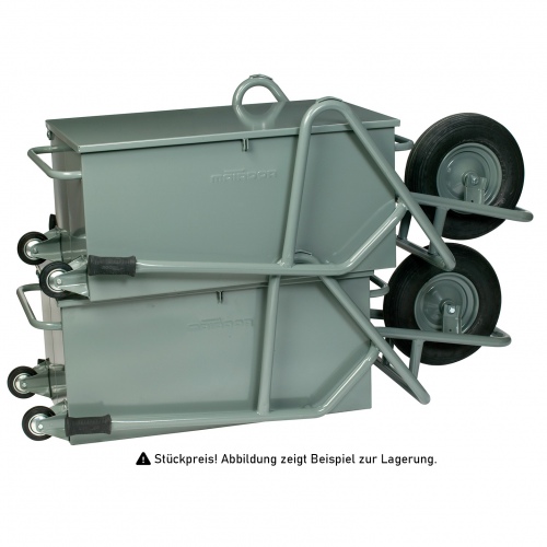 Rollcart Werkzeug-Transportkarre aus Stahlrohr mit Luftrad und eckiger Stahlmulde 100l Volumen