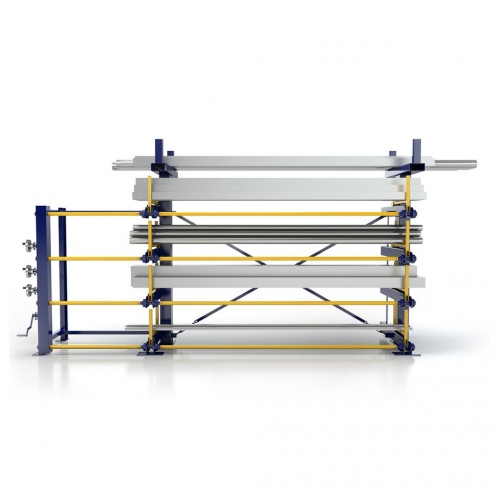 RR Industrietechnik Roll-Aus-Regal einseitg Typ RRA-E 1x4 Lagerebenen plus Dachablage