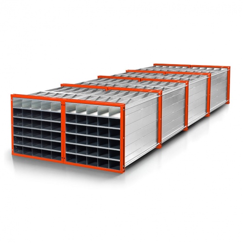 RR Industrietechnik Wabenregal RWR-16/6 6000x1000x1000mm mit 16 Fächern RAL 2004 Reinorange