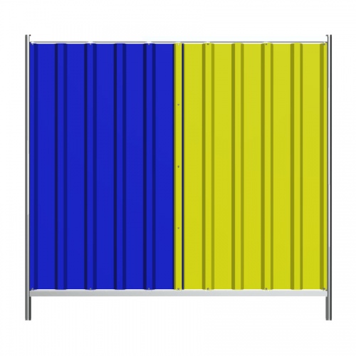 Schake Mobilzaun Trapez 2,2x2m mit Stahlblechfüllung, blau-gelb