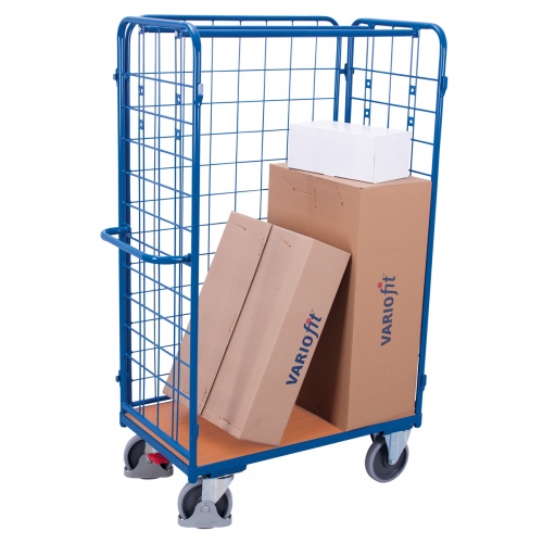 VARIOfit Paket-Dreiwandwagen, hoch, seitlich vergittert Ladefläche 850x500mm