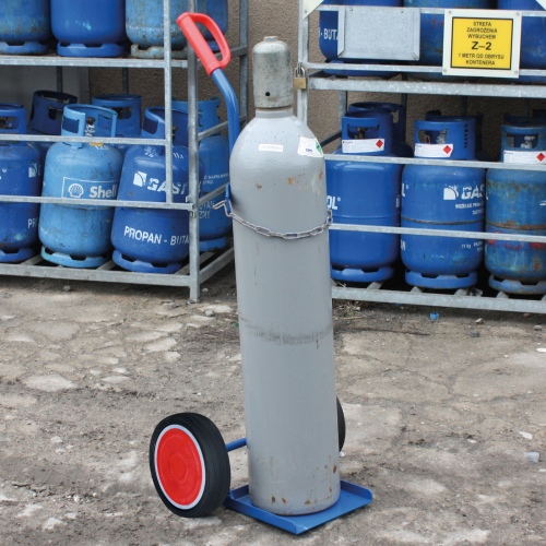 VARIOfit Stahlflaschenkarre 100kg Tragkraft für 40-50 Liter Stahlflaschen Vollgummibereifung