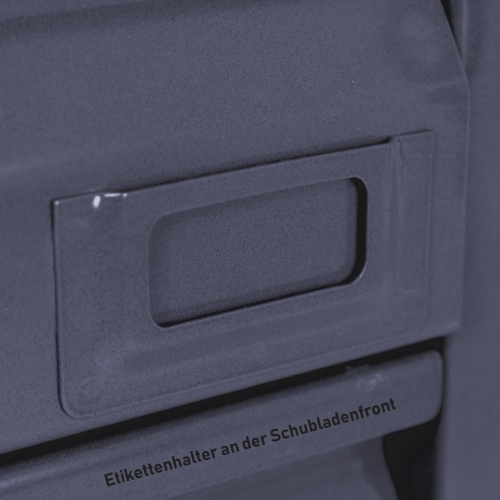 VARIOfit ESD Werkstattwagen mit gebogenen Schiebegriff, 3 Ladeflächen und 4 Schubladen