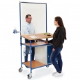 Fetra Rollpult mit Infektionsschutzausstattung Holzwerkstoffplatten mit Schrank und 2 Ablagen-small