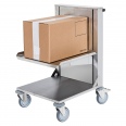 Kongamek Edelstahl- Kistenwagen 560x500x1565mm mit gefedertem Boden, Gummibereifung und Bremse-small