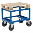 Kongamek Palettenwagen in blau 654mm hoch, höhenverstellbar mit Bremse für Halbpaletten 800x600mm-small