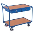 VARIOfit Tischwagen mit gebogenem Schiebegriff, 2 Schubladen und 2 Ladeflächen 985x595mm-small