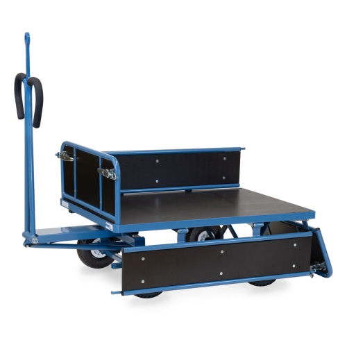 Fetra Handpritschenwagen mit Zugöse, Bordwänden und Polyurethanbereifung, 1140x740mm Ladefläche 450kg Tragkraft