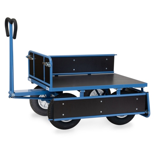 Fetra Handpritschenwagen mit Bordwänden und Polyurethanbereifung, 1140x740mm Ladefläche 750kg Tragkraft