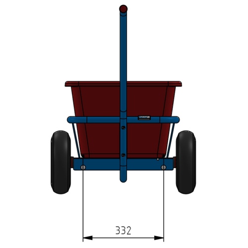 Fetra Handwagen mit roter Kunststoffmulde und Polyurethanbereifung 632x332mm