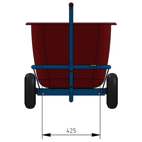 Fetra Handwagen mit roter Kunststoffmulde und Polyurethanbereifung 750x425mm