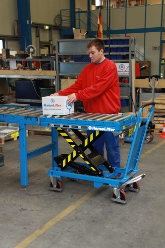 Hanselifter Hubtischwagen mit Rollenbahn SPR SPSR Hubhöhe bis 1690mm Tragkraft bis 500kg